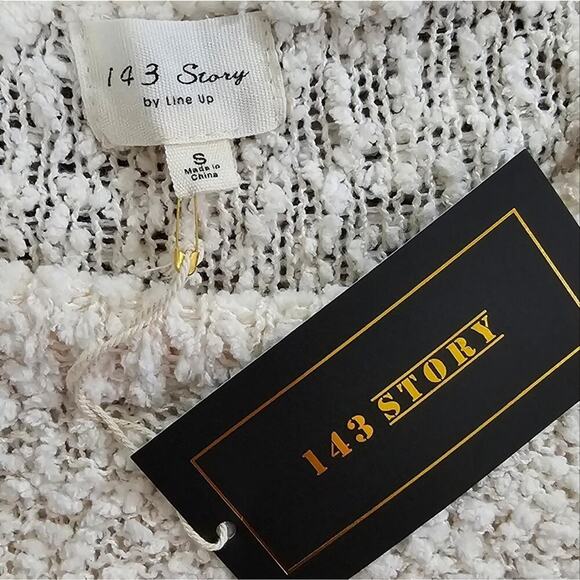 143 Story distressed tattered and torn tunic length open weave sweater Sz SM NEW - Picture 9 of 9